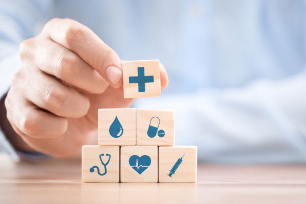 doctor with building blocks